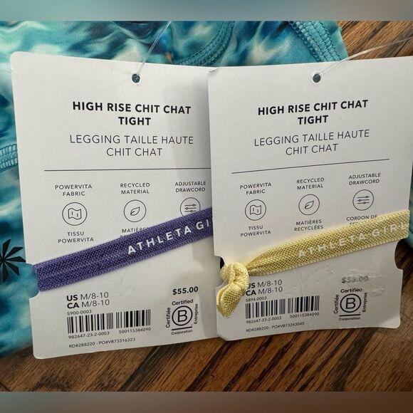 NWT New ATHLETE Girls High Rise Chit Chat Legging Tight Aqua Floral M or XXL - Picture 8 of 9